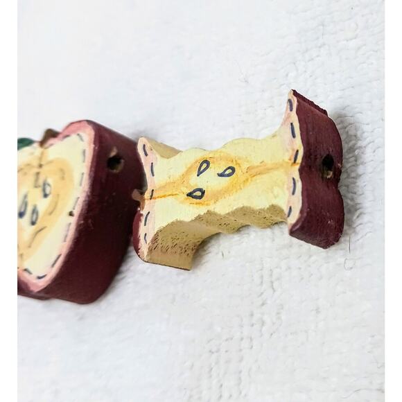 Vintage 2 Apple Shaped Wooden Beads Red Jewelry Making Crafts Loose Art Supply - Picture 3 of 13